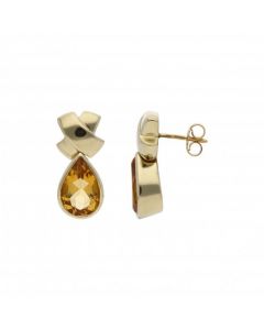 Pre-Owned 14ct Yellow Gold Citrine Teardrop Earrings