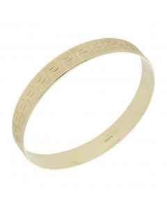 Pre-Owned 9ct Yellow Gold Greek Key Design Push-On Bangle
