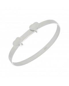 New Sterling Silver Double Heart Expanding Babies Bangle