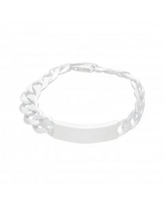New Sterling Silver Heavy Curb Link Identity Bracelet 1.9oz