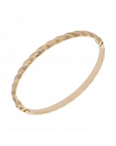 Pre-Owned 9ct Yellow Gold Frosted Hollow Oval Bangle