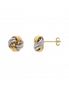 New 9ct Two Colour Gold 8mm Double Knot Stud Earrings
