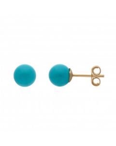 New 9ct Yellow Gold Turquoise Ball Stud Earrings