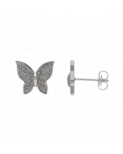 New Sterling Silver Moondust Butterfly Stud Earrings