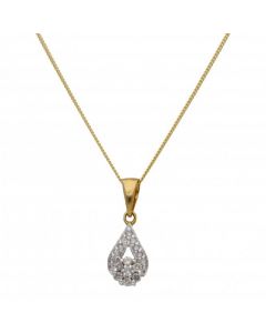 New 9ct Yellow Gold 0.20ct Diamond Pendant & 18" Necklace