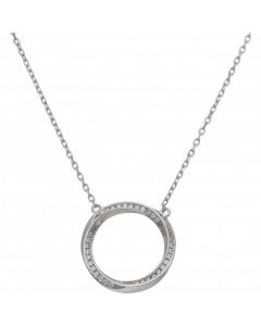 New Sterling Silver Cubic Zirconia Twist Circle 18" Necklace
