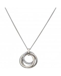 New Sterling Silver Cubic Zirconia Triple Circle 18" Necklace