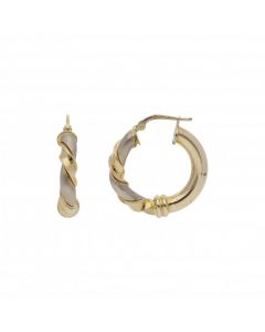 Pre-Owned 9ct Yellow & White Gold Half Twist Creole Earrings