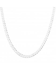 New Sterling Silver 22 Inch Squared Curb Link Chain Necklace
