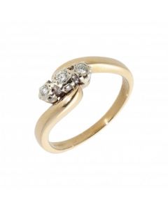 Pre-Owned 9ct Yellow Gold Diamond Trilogy Twist Ring