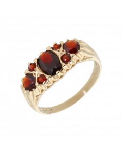 Pre-Owned 9ct Yellow Gold Garnet Set Dress Ring