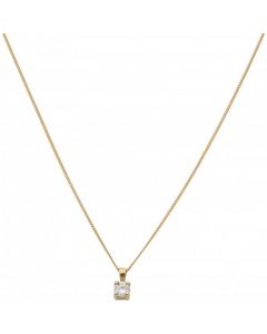 New 9ct Gold 0.26ct Diamond Solitaire Pendant & 18" Necklace