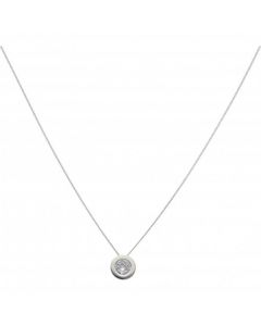 New 9ct White Gold Cubic Zirconia Slider Pendant & 18" Necklace