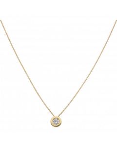 New 9ct Yellow Gold Cubic Zirconia Slider Pendant & 18" Necklace