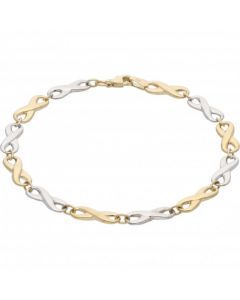 New Yellow & White Gold Infinity Link 7.5" Ladies Bracelet