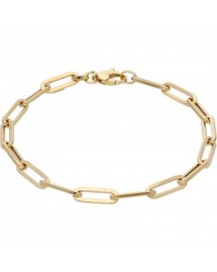 New 9ct Yellow Gold 7.5" Paperclip Link Ladies Bracelet