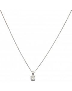 New 9ct White Gold 0.32ct Diamond Solitaire Pendant & 18" Chain