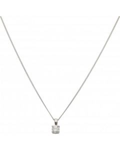New 9ct White Gold 0.29ct Diamond Solitaire Pendant & 18" Chain
