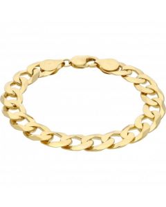New 9ct Yellow Gold 8.5" Heavy Flat Curb Bracelet 30.1g