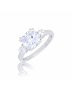 New Sterling Silver Cubic Zirconia 3 Stone Ring