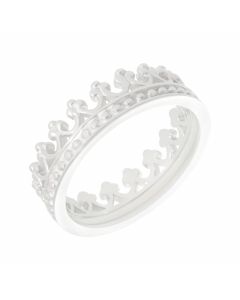 New Sterling Silver Ladies Royal Crown Ring