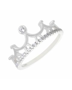 New Sterling Silver Cubic Zirconia Crown Ring