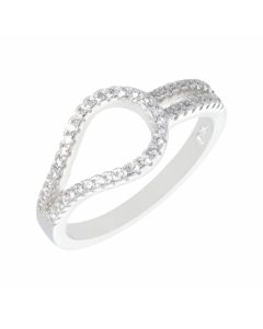 New Sterling Silver Cubic Zirconia Loop Design Dress Ring