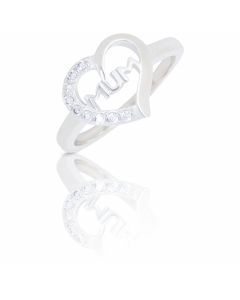 New Sterling Silver Cubic Zirconia Mum Heart Ring