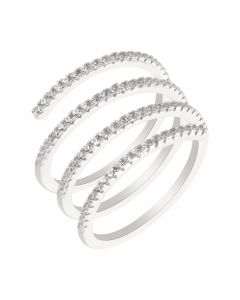 New Sterling Silver Cubic Zirconia Spiral Ring