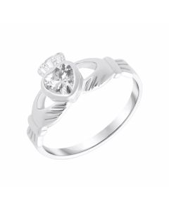 New Sterling Silver Cubic Zirconia Claddagh Dress Ring