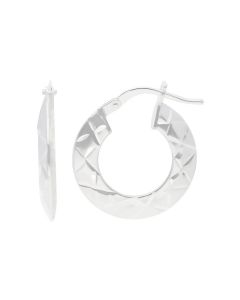 New Sterling Silver Diamond-Cut Creole Hoop Earrings
