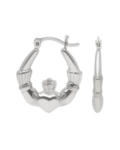 New Sterling Silver Claddagh Creole Hoop Earrings