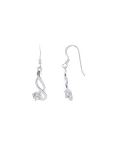 New Sterling Silver Cubic Zirconia Set Swirl Drop Earrings