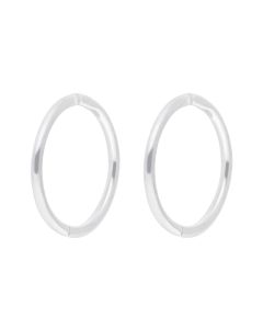 New Sterling Silver 13mm Polished Hinged Sleeper Hoop Earrings