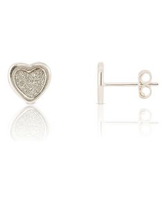 New Sterling Silver Moondust Heart Stud Earrings