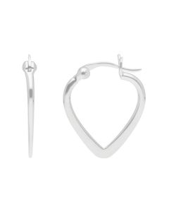 New Sterling Silver Flat Heart Shape Creole Hoop Earrings