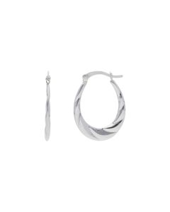 New Sterling Silver Twisted Oval Creole Hoop Earrings