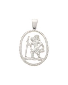 New Sterling Silver Cut-Out Open St Christopher Pendant