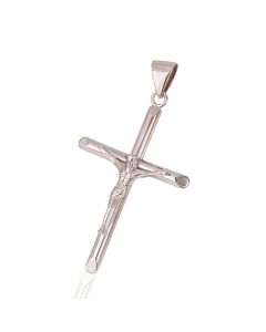 New Sterling Silver Large Polished Finish Crucifix Pendant