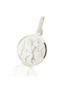 New Sterling Silver Round St Christopher Pendant