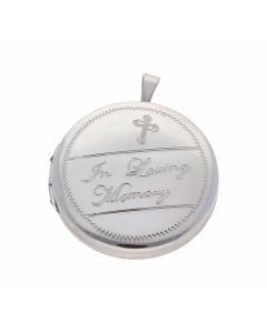 New Sterling Silver Memorial Round Locket "In Loving Memory"