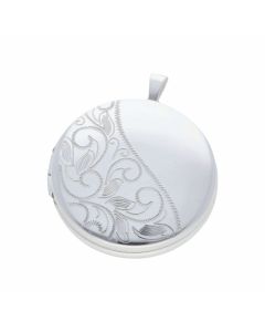 New Sterling Silver Round Patterned Locket