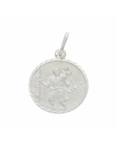 New Sterling Silver Round Large St Christopher