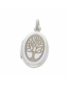 New Sterling Silver Oval Tree Of Life Patterned Locket