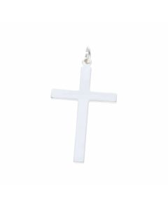 New Sterling Silver Large Solid Plain Cross Pendant