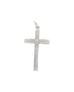 New Sterling Silver Patterned Cross Pendant