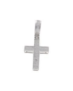 New Sterling Silver Cubic Zirconia Cross Pendant