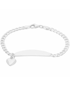 New Sterling Silver 6" Childs Identity Bracelet with Heart