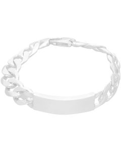 New Sterling Silver Heavy Curb Link Identity Bracelet 1.9oz