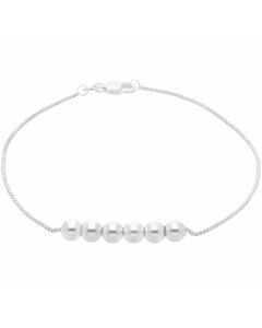 New Sterling Silver 7.5" Box & Multi Bead Link Ladies Bracelet